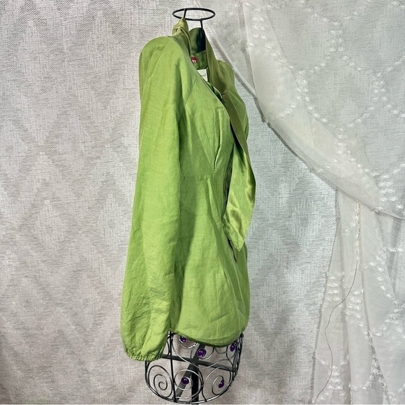 Y2K Miss Sixty green long sleeve bow blouse with silk collar size S - Picture 6 of 10